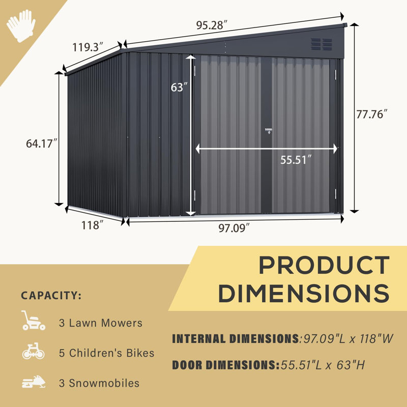 AECOJOY 8 Ft. X 10 Ft. Large Outdoor Lean To Storage Shed